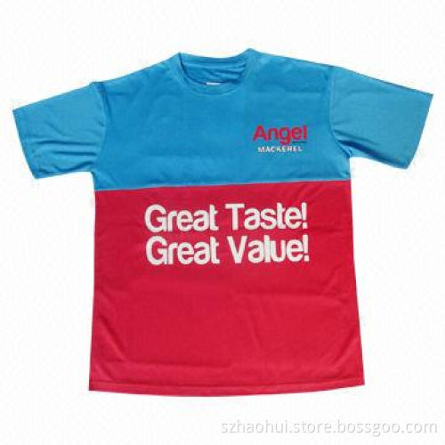 Dry Fit Polyester T-shirt with Contrast Color Panels, XS-3XL Size